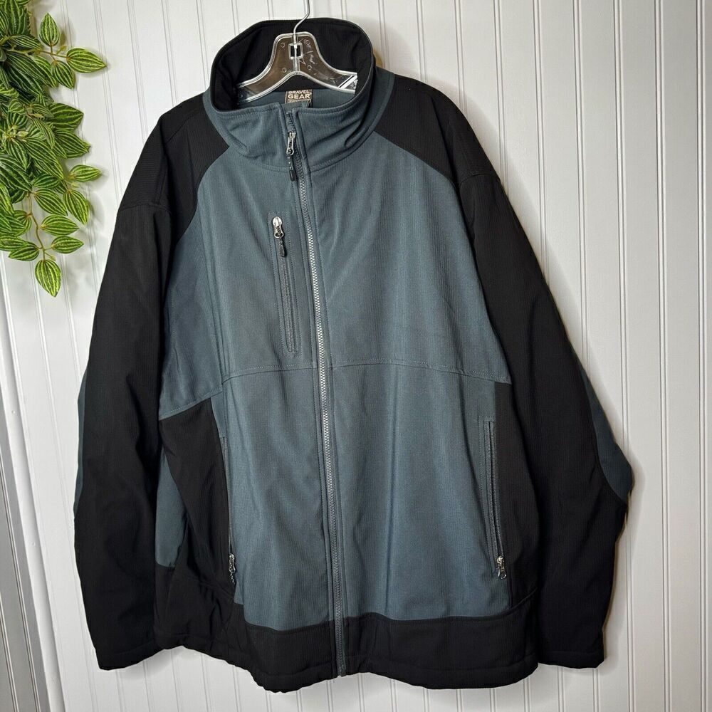 Gravel Gear Men’s Sz 2XL Insulated Soft Shell Jacket Black Gray Windbreaker NWOT